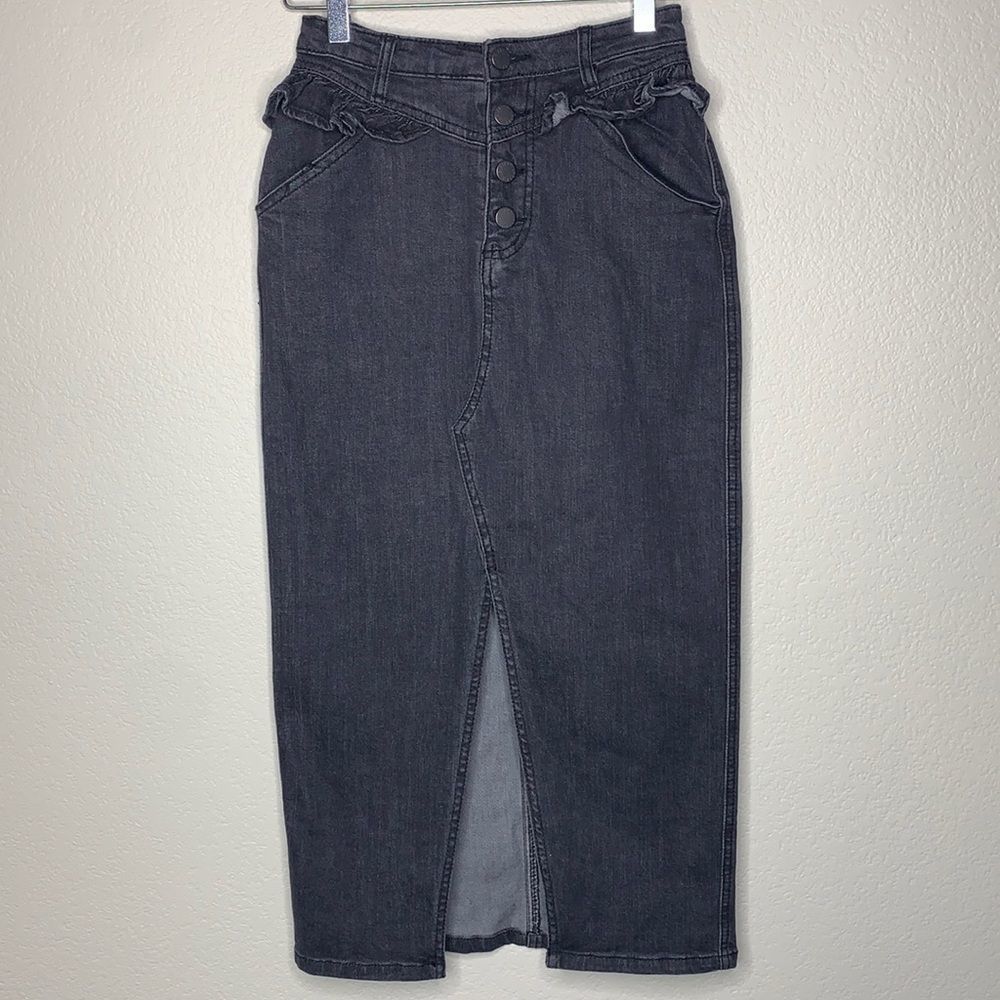 The Fifth Label | Black Denim Button Fly Skirt